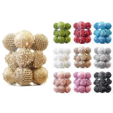 ChrisWish 16PCS Gold Heart Ornaments&Christmas Ball Ornaments, Christmas Ball Decorations Shatterproof Plastic Hanging Pearl Balls for Holiday Party