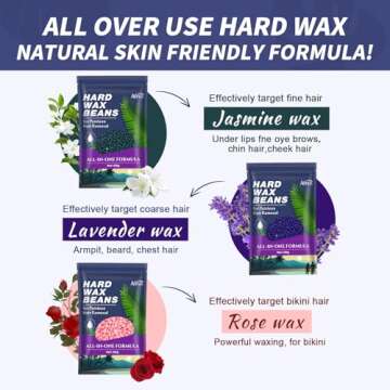 Anruz Waxing Kit for Women Men - Wax Kit for Hair Removal with Silicone Bowl,4 Bags Hard Wax Beads a...
