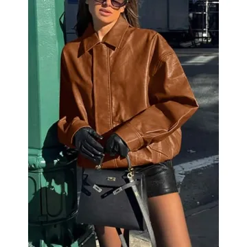 PRETTYGARDEN Women's Faux Leather Motorcycle Jacket