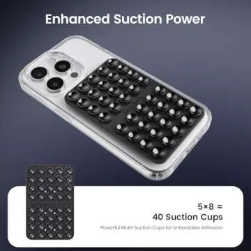 Klearlook Silicone Suction Cup Phone Case Mount Double Sided, Silicon Sticky Phone Grip with Higher Suction for Cell Phone, Hands-Free Phone Accessories Holder for Selfies and Videos, Black