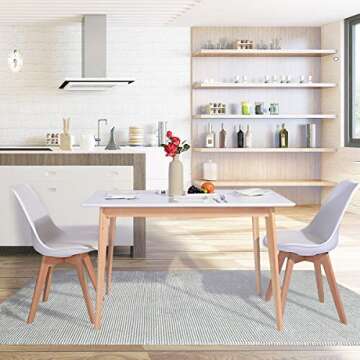 GreenForest Dining Table Mid Century Modern Rectangular Kitchen Leisure Table with Solid Wooden Legs 47.2'' x 27.6''x 30'', White