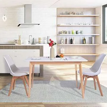 GreenForest Dining Table Mid Century Modern Rectangular Kitchen Leisure Table with Solid Wooden Legs 47.2'' x 27.6''x 30'', White