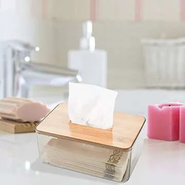 Jucoan 2 Pack Clear Acrylic Tissue Box Holder for Home