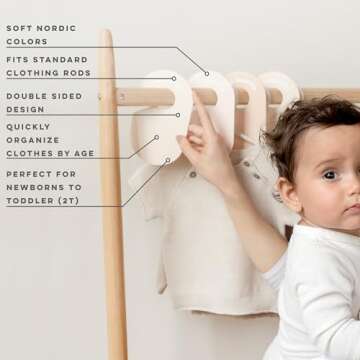 3 Sprouts Baby & Toddler Hanger Closet Dividers Set of 8 - Durable Baby Clothes Organizer, Nursery Closet Organization for Baby Clothing by Size or Age from Infant to Toddler Boy & Girl - Neutral