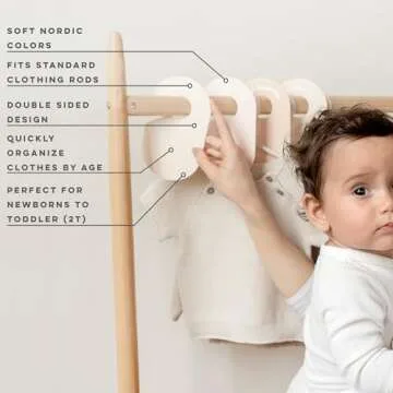 3 Sprouts Baby & Toddler Hanger Closet Dividers Set of 8 - Durable Baby Clothes Organizer, Nursery Closet Organization for Baby Clothing by Size or Age from Infant to Toddler Boy & Girl - Neutral