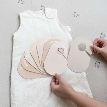 3 Sprouts Baby & Toddler Hanger Closet Dividers Set of 8 - Durable Baby Clothes Organizer, Nursery Closet Organization for Baby Clothing by Size or Age from Infant to Toddler Boy & Girl - Neutral