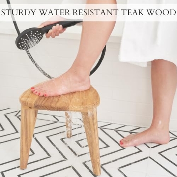 Beautiful Teak Shower Stool for Shaving & Storage
