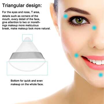 12 Pieces Cosmetic Powder Puff,2.76 inch Portable Soft Sponge Setting Face Puffs,Triangle Velvet wit...