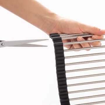 Roll Up Over The Sink Dish Drying Rack Kitchen Rolling Dish Drainer, Foldable Sink Rack Mat Stainless Steel Wire for Kitchen Sink Counter (17.8"x11.8")