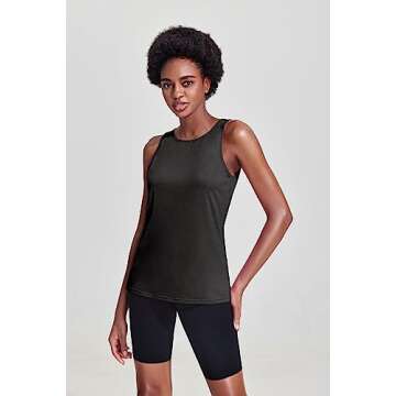 PINSPARK Workout Tops for Women Open Back Tank Sleeveless Athletic Tennis Shirts Womens Yoga Tops Bl...