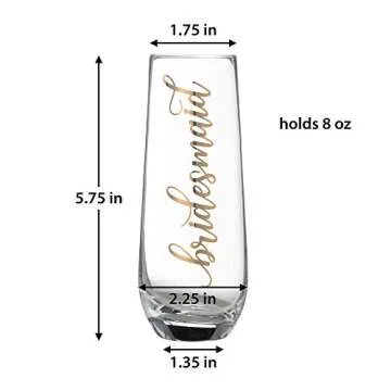 Lillian Rose Gold Bridesmaid Stemless Champagne Glass, 1 Count (Pack of 1), Clear