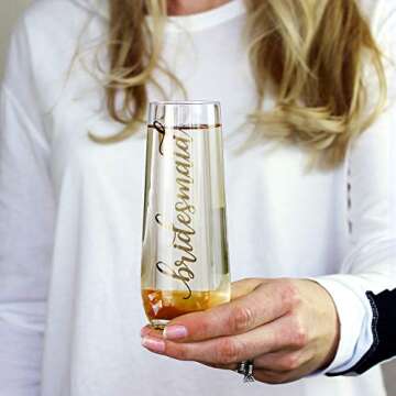 Lillian Rose Gold Bridesmaid Stemless Champagne Glass, 1 Count (Pack of 1), Clear