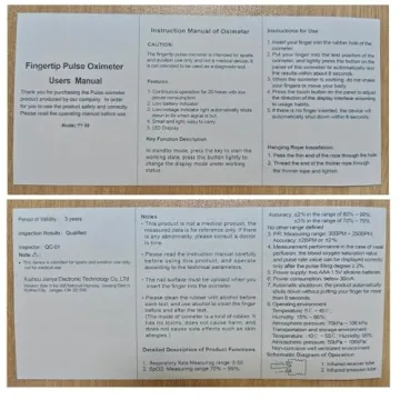 Rechargeable Pulse Oximeter Fingertip for Accurate Health Monitoring