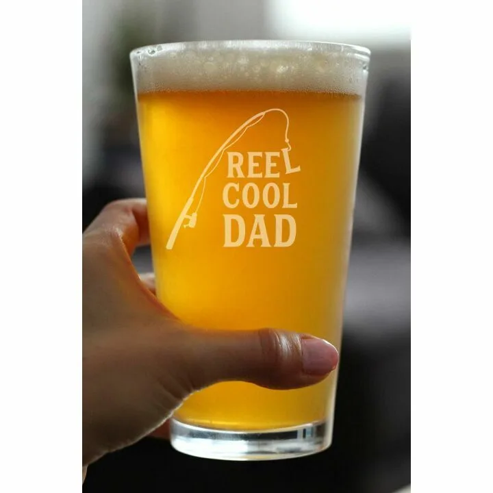 Funny Fishing Pint Glass for Dad - 16 oz
