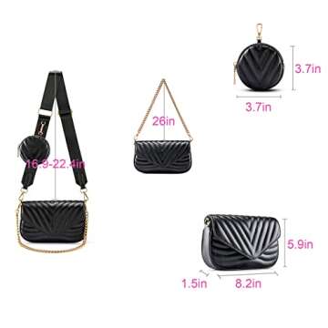 Ayliss Women Multipurpose Small/Medium Crossbody Bags Shoulder Handbag Coin Purse Trendy Clutch Evening Bag PU Leather Chain (Black #1)