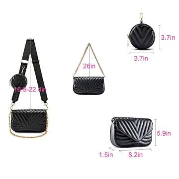 Ayliss Women Multipurpose Small/Medium Crossbody Bags Shoulder Handbag Coin Purse Trendy Clutch Evening Bag PU Leather Chain (Black #1)