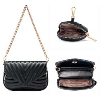 Ayliss Women Multipurpose Small/Medium Crossbody Bags Shoulder Handbag Coin Purse Trendy Clutch Evening Bag PU Leather Chain (Black #1)