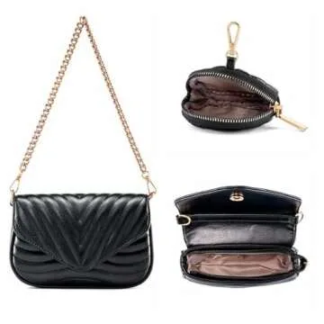 Ayliss Women Multipurpose Small/Medium Crossbody Bags Shoulder Handbag Coin Purse Trendy Clutch Evening Bag PU Leather Chain (Black #1)