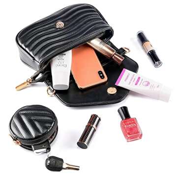 Ayliss Women Multipurpose Small/Medium Crossbody Bags Shoulder Handbag Coin Purse Trendy Clutch Evening Bag PU Leather Chain (Black #1)