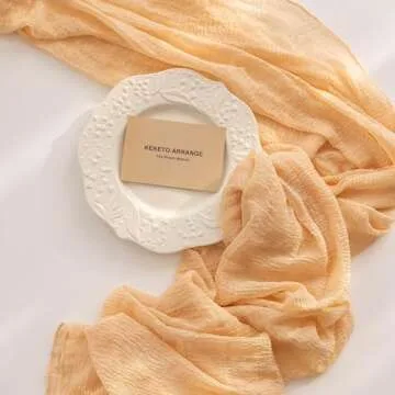 Keketo 3pcs Beige Champagne Cheesecloth Table Runner 10FT