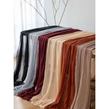 Keketo 3pcs Beige Champagne Cheesecloth Table Runner 10FT