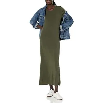 Stylish Amazon Essentials Women's Maxi Dress in Dark Olive