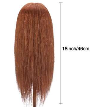 Mannequin Head with 100% Human Hair, TopDirect 18" Dark Brown Real Hair Cosmetology Mannequin Head H...