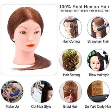 Real Hair Mannequin Head - Perfect for Cosmetology Training