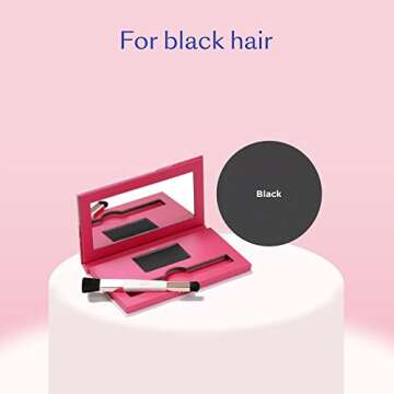 eSalon Root Touch Up + Brow Powder, Conceal & Cover (Black) - Hairline Powder for Women - Scalp Concealer & Filler for Thinning & Gray Hair Coverage - Creates Thicker & Fuller-Looking Hair