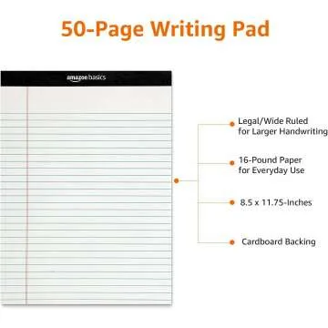 Amazon Basics Lined Writing Notepad - Wide Ruled