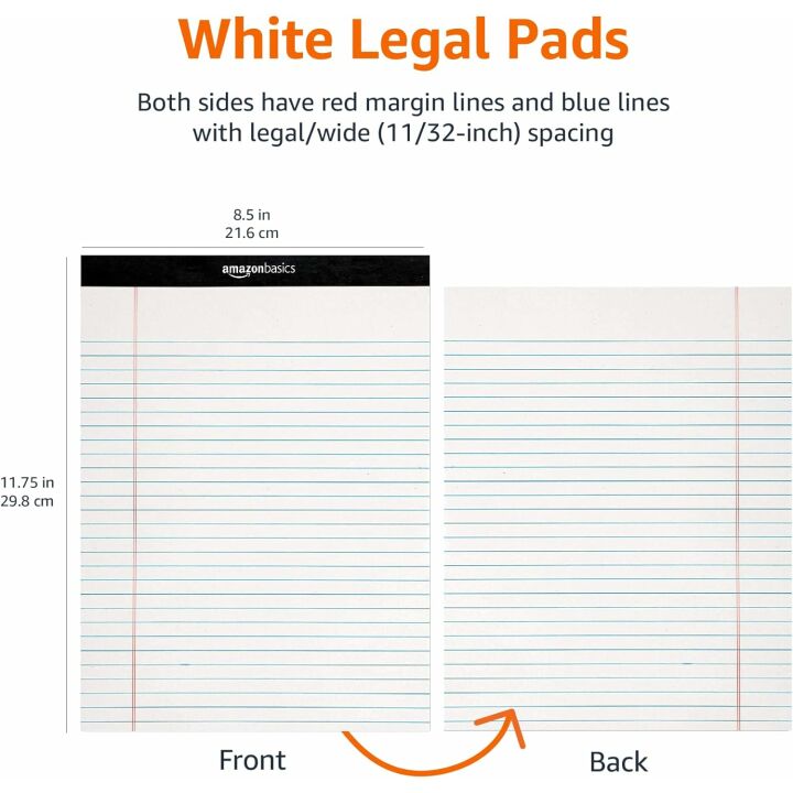 Amazon Basics Lined Writing Notepad - Wide Ruled