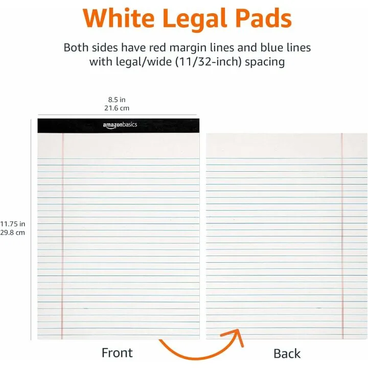 Amazon Basics Lined Writing Notepad - Wide Ruled
