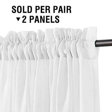 H.VERSAILTEX Natural Linen Blended Curtains 108 Inches Length 2 Panels Textured Woven Linen Sheer Curtain Drapes for Living Room/Bedroom Light Filtering Rod Pocket Casual Draperies - Off White