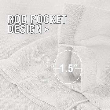 H.VERSAILTEX Natural Linen Blended Curtains 108 Inches Length 2 Panels Textured Woven Linen Sheer Curtain Drapes for Living Room/Bedroom Light Filtering Rod Pocket Casual Draperies - Off White