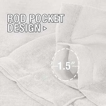 H.VERSAILTEX Natural Linen Blended Curtains 108 Inches Length 2 Panels Textured Woven Linen Sheer Curtain Drapes for Living Room/Bedroom Light Filtering Rod Pocket Casual Draperies - Off White