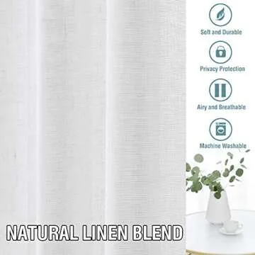 H.VERSAILTEX Natural Linen Blended Curtains 108 Inches Length 2 Panels Textured Woven Linen Sheer Curtain Drapes for Living Room/Bedroom Light Filtering Rod Pocket Casual Draperies - Off White
