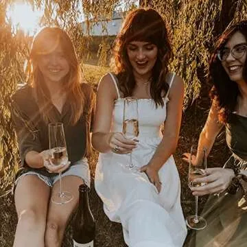 PURE MORA The Emmie Champagne Glasses - Set of 4, 8 oz, Modern Hand Blown Crystal Glass Flutes, for Champagne, Mimosa, Sparkling Wine & Prosecco. Bride and Groom Wedding Gift, Fluted Glassware