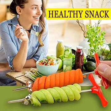2pcs Vegetables Spiral Knife Carving Tool Carrot Cucumber Manual Spiral Screw Slicer Cutter Spiralizer, Fruit Corer And Veggie Spiralizer for Coring and Hollowing out Zucchini, Potatoes, Carrot, Apple