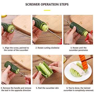 2pcs Vegetables Spiral Knife Carving Tool Carrot Cucumber Manual Spiral Screw Slicer Cutter Spiralizer, Fruit Corer And Veggie Spiralizer for Coring and Hollowing out Zucchini, Potatoes, Carrot, Apple