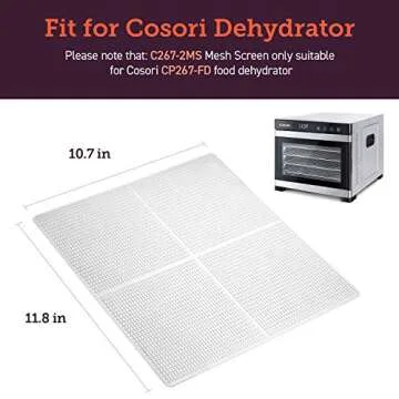 COSORI Food Dehydrator Accessories, Mesh Screen Sheets for 6 Trays CP267-FD and Other Models, BPA-Free, C267-2MS, 2 Pack