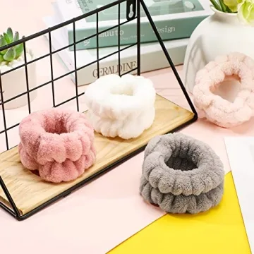Chuangdi 4 Pairs Wrist Bands for Washing Face Wrist Spa Microfiber Wrist Wash Towel Band Scrunchies Absorbent Wrist Sweatband for Women Prevent Liquid from Spilling(Stylish Colors)