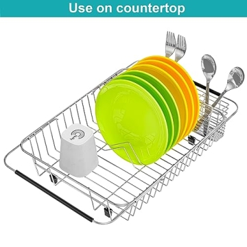 iPEGTOP Expandable Dish Drying Rack with Utensil Holder