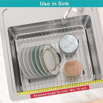 iPEGTOP Expandable Dish Drying Rack with Utensil Holder