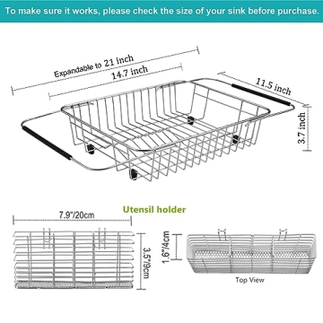 iPEGTOP Expandable Dish Drying Rack with Utensil Holder