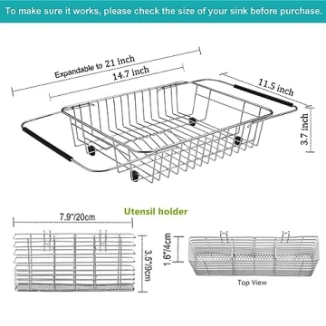 iPEGTOP Expandable Dish Drying Rack with Utensil Holder
