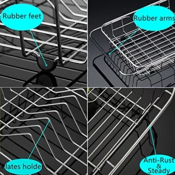 iPEGTOP Expandable Dish Drying Rack with Utensil Holder