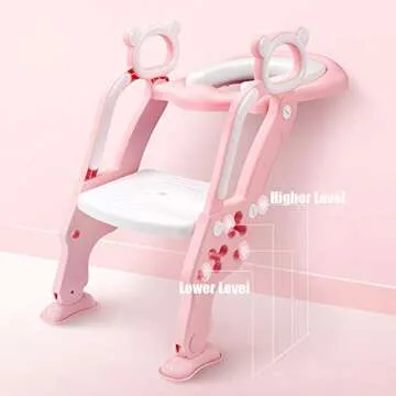 GrowthPic Toddler Toilet Training Seat Ladder with Sturdy Non-Slip Wide Step and Soft Cushion for Girls with Splash Guard(New)