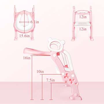 GrowthPic Toddler Toilet Training Seat Ladder with Sturdy Non-Slip Wide Step and Soft Cushion for Girls with Splash Guard(New)