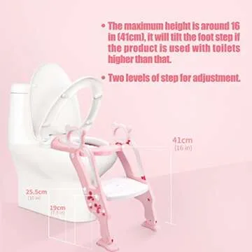 GrowthPic Toddler Toilet Training Seat Ladder with Sturdy Non-Slip Wide Step and Soft Cushion for Girls with Splash Guard(New)