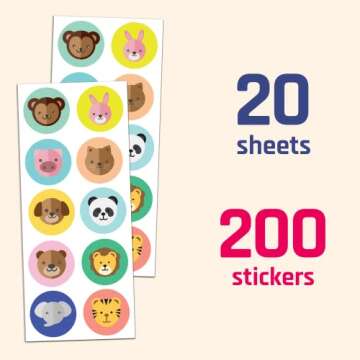 Farm Animal Stickers for Kids - 200 Stickers in 10 Unique Designs
